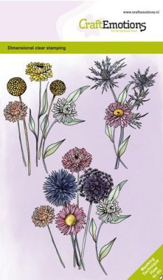 CraftEmotions A6 Clearstamp Set - Dried Flowers Dimensional Stamp