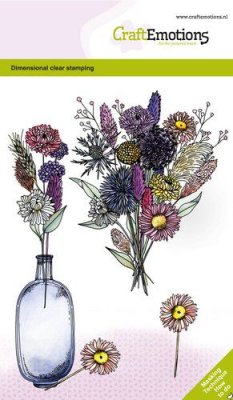 CraftEmotions A6 Clearstamp Set - Dried flowers Vase #2 Dimensional Stamp