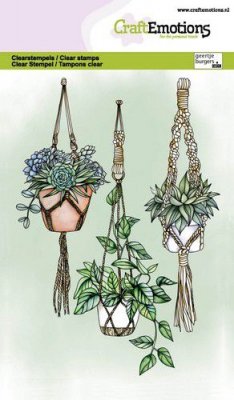 CraftEmotions A6 Clear Stamps - Macrame Plant Pendants