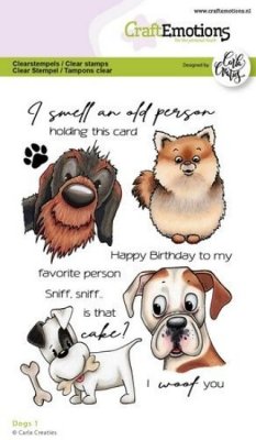CraftEmotions A6 Clearstamp Set - Dogs #1