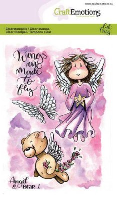 Craftemotions A6 Clearstamp Set - Angel & Bear #1