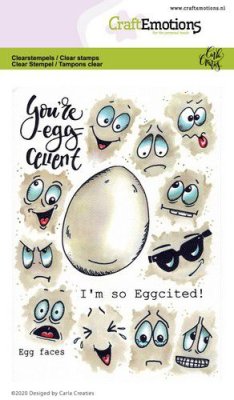 CraftEmotions A6 Clearstamps - Egg Faces