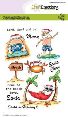 CraftEmotions A6 Clearstamp Set - Santa on Holiday #2
