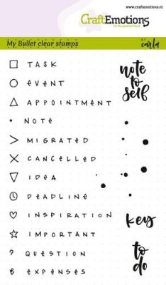 CraftEmotions A6 Clearstamp Set - Bullet Journal Signs and Text 5mm