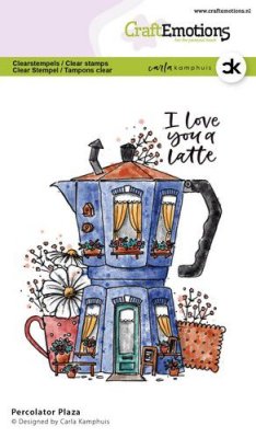 CraftEmotions A6 Clearstamp Set - Percolator Plaza