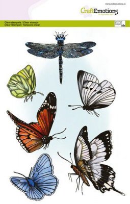 CraftEmotions A5 Clearstamp Set - Butterflies