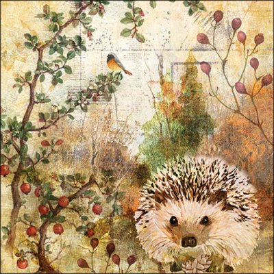 Ambiente 33 x 33cm Napkins / Serviettes - Autumn Hedgehog (20 pack)