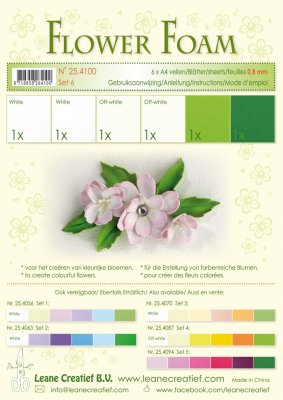 Lecrea A4 Flower Foam Pack #6 - White-Green (6 sheets)
