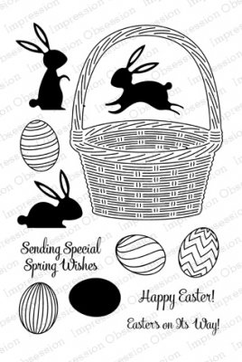 Impression Obsession Cling Rubber Stamps - Easter Basket