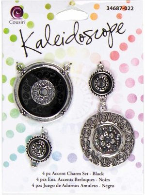 Cousin Kaleidoscope Accent Charm Set - Black (4 charms)