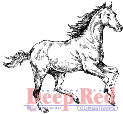Deep Red Cling Stamp - Spirited Horse