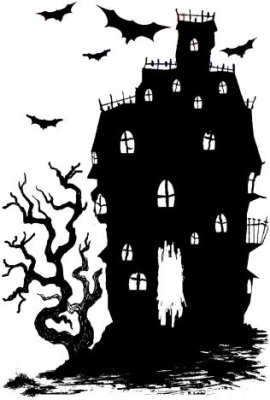 Deep Red Cling Stamp - Haunted House