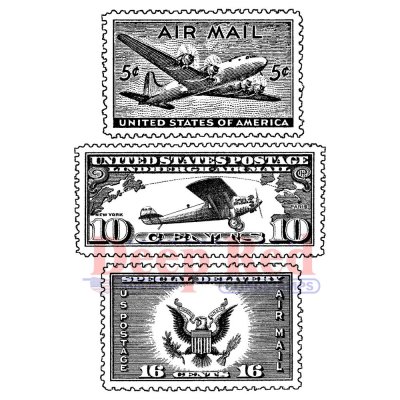 Deep Red Cling Stamp - Air Mail Postage
