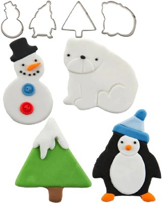 Autumn Carpenter Mini Cookie And Fondant Cutter Set - Cupcake Cutie Winter and Christmas (4 pack)