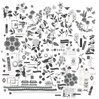 FÖRBESTÄLLNING! 49 And Market Color Swatch: Charcoal mini Laser Cut Outs - Elements