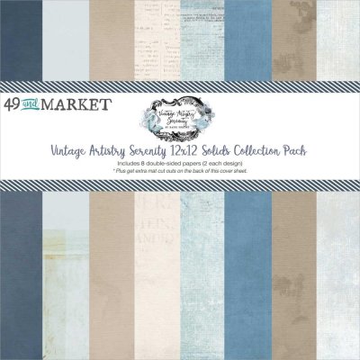 49 And Market 12"x12" Collection Pack - Vintage Artistry Serenity Solids (8 sheets plus bonus sheet)