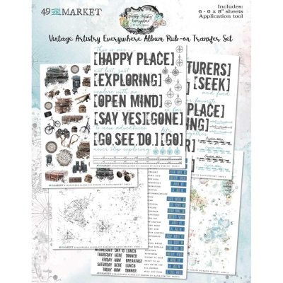 49 And Market 6"x8" Vintage Artistry Everywhere Album Kit Rub-Ons