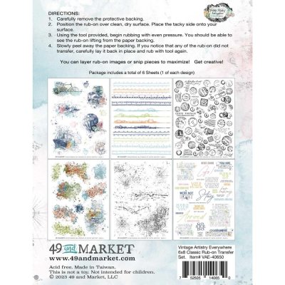 49 And Market 6"x8" Rub-Ons - Vintage Artistry Everywhere (6 Sheets)