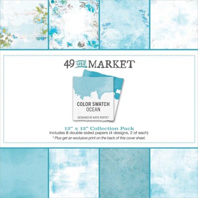 49 And Market 12"x12" Collection Pack - Color Swatch: Ocean (8 sheets)