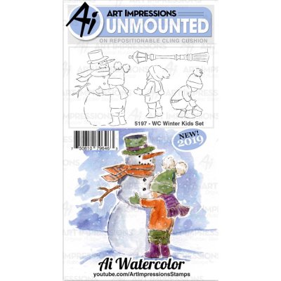 Art Impressions Cling Rubber Stamps - Watercolor Winter Kids