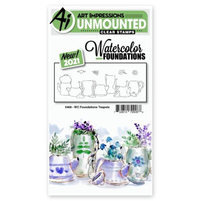 Art Impressions Clear Stamps - Watercolor Foundations Teapots