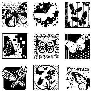 Inkadinkado Clear Stamps - Butterflies Inchies Clear Stamp Set with Block