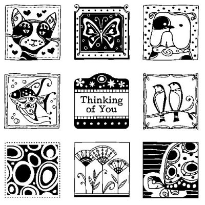 Inkadinkado Clear Stamps - Pattern Play Inchies Clear Stamp Set with Block