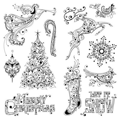 Inkadinkado Clear Stamps - Artistic Holiday