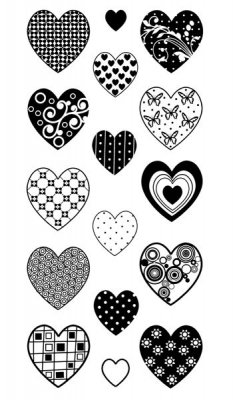 Inkadinkado Clear Stamp Set - Patterned Hearts