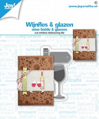 Joy Crafts Cut & Emboss Dies - Wine Bottle & glasses