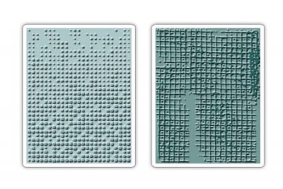 Sizzix Texture Fades Embossing Folders 2PK - Dot-Matrix & Gridlock Set by Tim Holtz