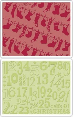Sizzix Texture Fades Embossing Folders 2 Pack - Christmas Stockings Set