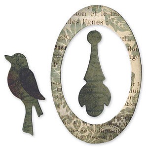 Sizzix Originals Die - Oval Frame, Bird & Pendant