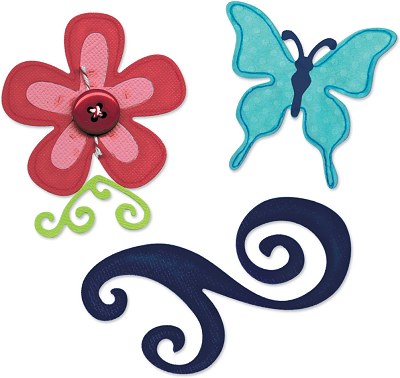 Sizzix Sizzlits Die Set 3PK - Butterfly, Flower & Swirl Set