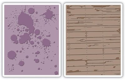Sizzix Texture Fades Embossing Folders - Ink Splats & Wood Planks by Tim Holtz (2 pack)