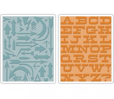 Sizzix Texture Fades Embossing Folders - Arrows & Boardwalk Set by Tim Holtz