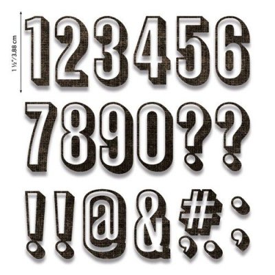 Sizzix Thinlits Die Set - Alphanumeric Shadow Numbers by Tim Holtz (21 dies)