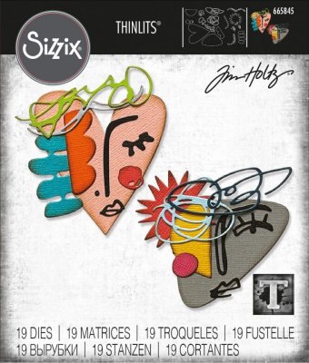 Sizzix Thinlits Die Set - Abstract Faces by Tim Holtz (19 dies)