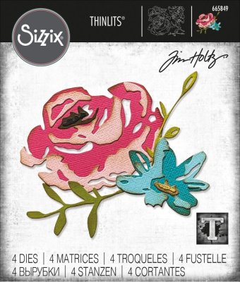Sizzix Thinlits Die Set - Brushstroke Flowers #4 by Tim Holtz (4 dies)