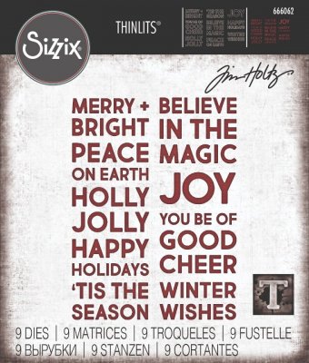 Sizzix Thinlits Die Set - Bold Text, Christmas by Tim Holtz (9 dies)