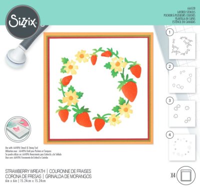 Sizzix Layered Stencils - Strawberry Wreath (4 pack)