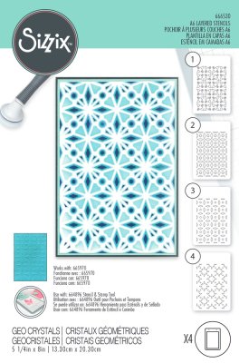 FÖRBESTÄLLNING! Sizzix Layered Stencils - Geo Crystals (4 dies)