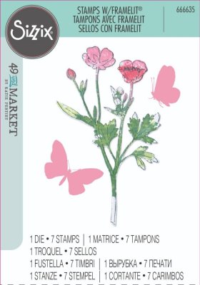 Sizzix A5 Clear Stamps & Framelits Die Set - Painted Pencil Botanical by 49 and Market