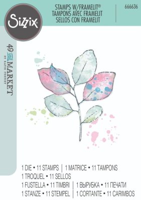 Sizzix A5 Clear Stamps & Framelits Die Set - Painted Pencil Leaves by 49 and Market