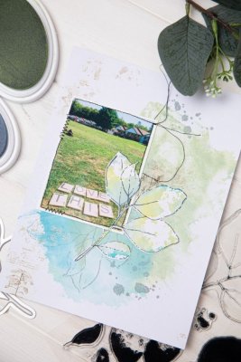 Sizzix A5 Clear Stamps & Framelits Die Set - Painted Pencil Leaves by 49 and Market