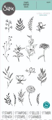 Sizzix Clear Stamps Set - Garden Botanicals (17 stamps)