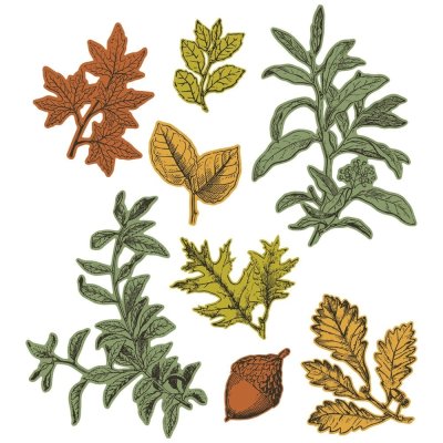 Sizzix A5 Clear Stamp Set by 49 and Market with Framelits Dies - Forever Leaves (8+8 pieces)