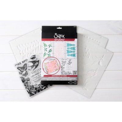 FÖRBESTÄLLNING! Sizzix Clear Stamp Set - The Visiter (6 dies plus 3 stencils)