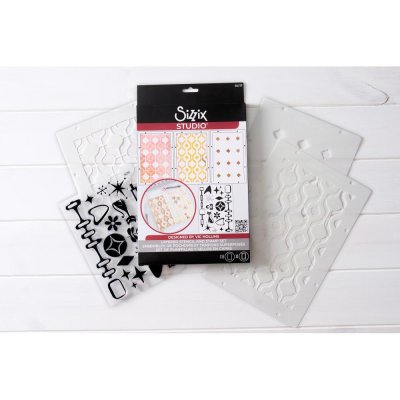 FÖRBESTÄLLNING! Sizzix Clear Stamp Set - Retro (15 dies plus 3 stencils)