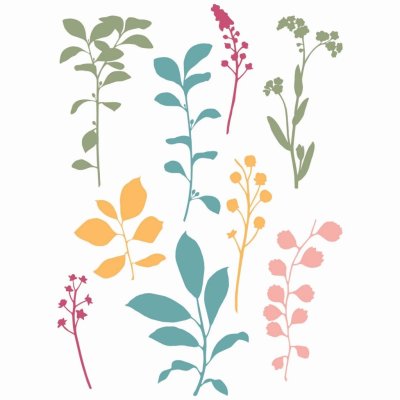 Sizzix Clear Stamps Set - Fine Stems #01 (9 pack)